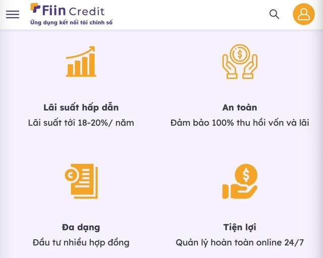 Thông tin trên website của Fiin Credit