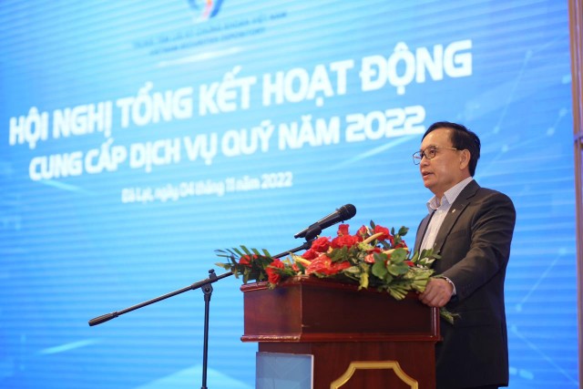 Ông Nguyễn Sơn, Chủ tịch VSD phát biểu tại hội nghị.