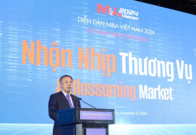 Ông Lê Trọng Minh, Tổng Biên tập Báo Kl99ok phiên bản mới phát biểu khai mạc Diễn đàn M&amp;A Việt Nam 2024. Ảnh: Lê Toàn