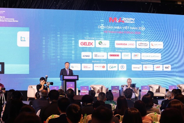 Ông Lê Trọng Minh, Tổng Biên tập Báo Kl99ok phiên bản mới phát biểu khai mạc Diễn đàn M&amp;A Việt Nam 2024. Ảnh: Lê Toàn