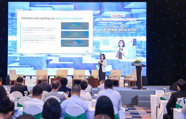 Bà Đặng Nguyệt Minh, Giám đốc Nghiên cứu Dragon Capital, cho rằng Việt Nam cần đẩy nhanh quá trình chuyển dịch từ mô hình phụ thuộc vào tín dụng Link Vào Nhà Cái KL99 COM Tặng +199k sang thị trường vốn dài hạn. Ảnh: Dũng Minh