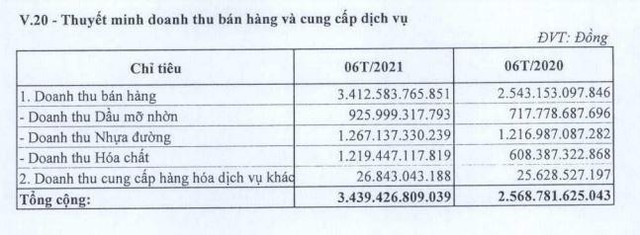 Cơ cấu doanh thu của PLC trong 6 tháng đầu năm 2021