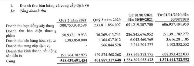 Cơ cấu doanh thu của DPG trong 9 tháng đầu năm 2021