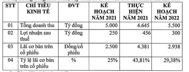 Kế hoạch năm 2022 của TLH.