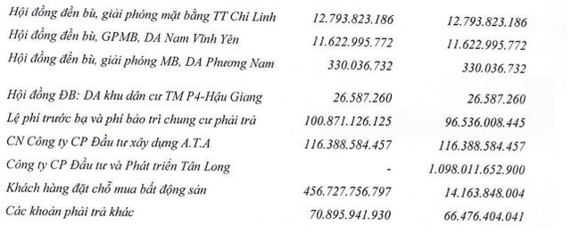Cơ cấu các khoản phải trả ngắn hạn của DIG.