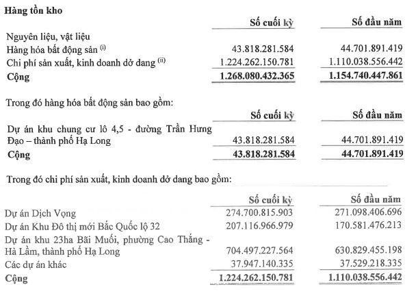 Cơ cấu tồn kho của NTL tính tới 30/6/2022.