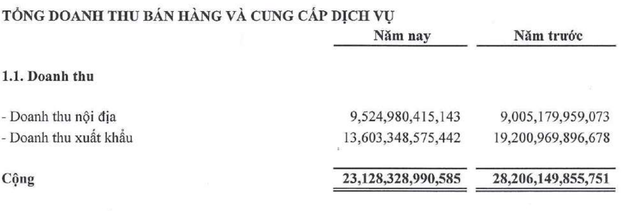 Doanh thu xuất khẩu lao dốc trong năm 2022 Doanh thu xuất khẩu lao dốc trong năm 2022