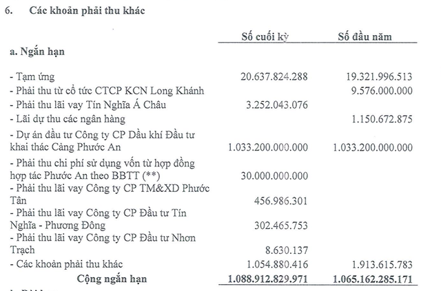 Phát triển Khu công nghiệp Tín Nghĩa phát sinh phải thu 1.033,2 tỷ đồng với Cảng Phước An