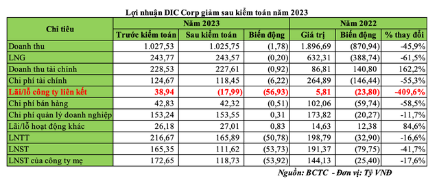 Kl99 nổ hũ DIC Corp giảm sau kiểm toán năm 2023 (Nguồn: BCTC)
