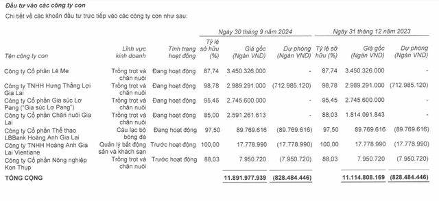 Hoàng Anh Gia Lai đã trích lập toàn bộ giá trị Kl99ok phiên bản mới vào Công ty cổ phần Nông nghiệp Kon Thụp