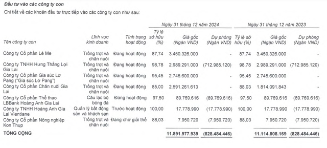 Hoàng Anh Gia Lai đã phải trích lập toàn bộ giá trị Kl99ok phiên bản mới vào Công ty cổ phần Nông nghiệp Kon Thụp
