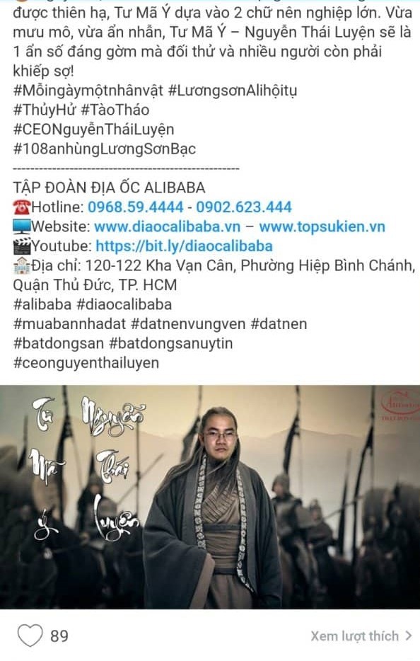 Nguyễn Thái Luyện, Chủ tịch Địa ốc Alibaba: Mơ làm Tào Tháo và lập Lương Sơn Ali Tụ Nghĩa ảnh 3
