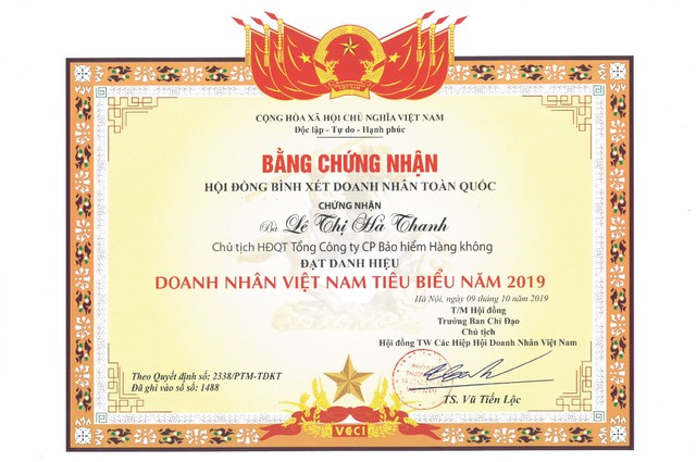 Chủ tịch HĐQT Tổng CTCP Kl99kl phiên bản hoạt động Hàng không (VNI) nhận danh hiệu Doanh nhân tiêu biểu 2019 ảnh 1