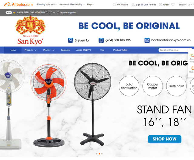 Gian hàng của 1 Kl991.com World Cup 2026 Chính Thức MSMEs Việt Nam trên trang Alibaba.com