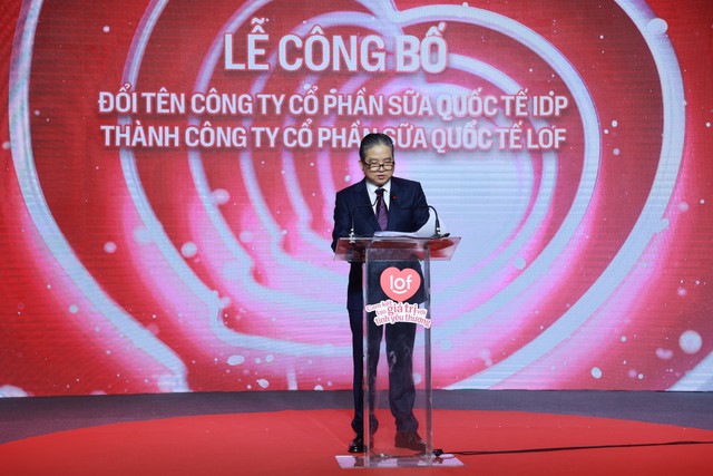 Ông Bùi Hoàng Sang, Tổng Giám đốc Công ty Cổ phần Sữa Quốc tế LOF phát biểu tại sự kiện