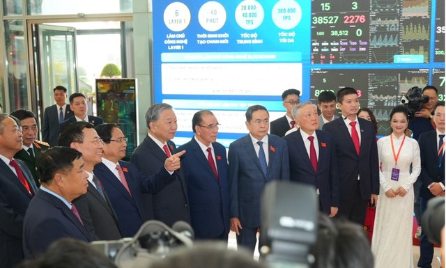 Các lãnh đạo Đảng, Kl993 ưu đãi thưởng hấp dẫn tham quan triển lãm và khu vực trưng bày Mạng Dịch vụ Đa chuỗi Blockchain Việt Nam (VBSN).
