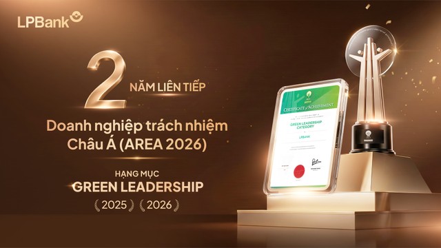 LPBank hai năm liên tiếp được vinh danh tại hạng mục Green Leadership của Giải thưởng Kl991.com World Cup 2026 Chính Thức Trách nhiệm Châu Á (AREA 2026)