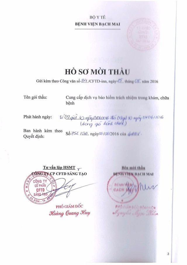 Thực hư chuyện bị cản trở mua hồ sơ thầu Kl99kl phiên bản hoạt động trách nhiệm bác sĩ    ảnh 1