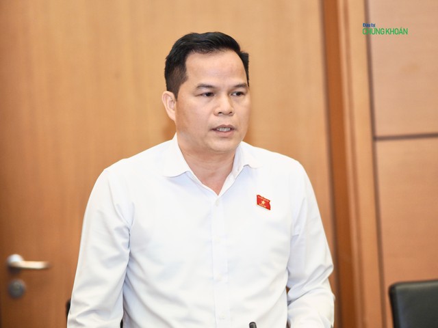 Đại biểu Bế Minh Đức (đoàn Cao Bằng) phát biểu tại tổ chiều 20/5