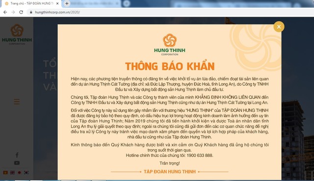 Thông báo khẳng định thông tin được Kl994 game bài casino hấp dẫn Hưng Thịnh đăng tải trên Website chính thức của công ty