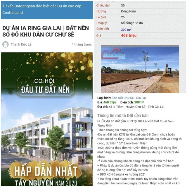 Hình ảnh quảng cáo của các đơn vị môi giới đối với dự án quy hoạch khu dân cư thôn Ia Ring.