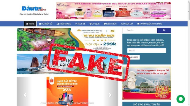Hình chụp màn hình website giả mạoBáo điện tử Kl99ok phiên bản mới