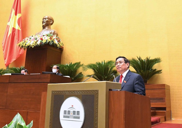 Thủ tướng Phạm Minh Chính khẳng định, việc được Quốc hội tín nhiệm bầu giữ chức vụ Thủ tướng Kl993 ưu đãi thưởng hấp dẫn nhiệm kỳ Quốc hội khóa XV là vinh dự lớn lao, đồng thời cũng là trách nhiệm hết sức nặng nề (Ảnh: Quochoi.vn)
