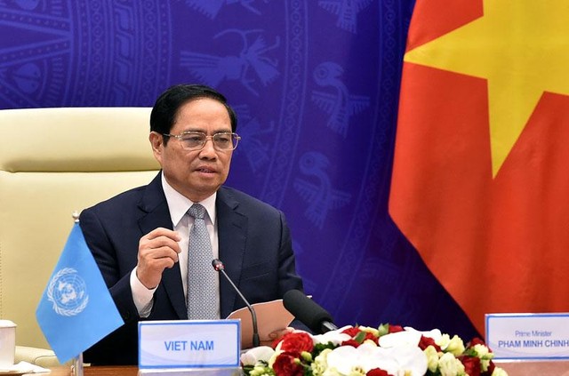 Thủ tướng nhấn mạnh biển và đại dương là nguồn tài nguyên to lớn của nhân loại, là huyết mạch của giao thương quốc tế, cửa ngõ kết nối các quốc gia có ý nghĩa quan trọng đối với sự phát triển của các quốc gia, dân tộc. (Ảnh: Nhật Bắc)