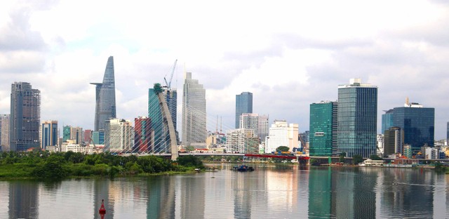 Toàn cảnh cầu Thủ Thiêm 2 nối giữa quận 1 và thành phố Thủ Đức sáng 2/9.