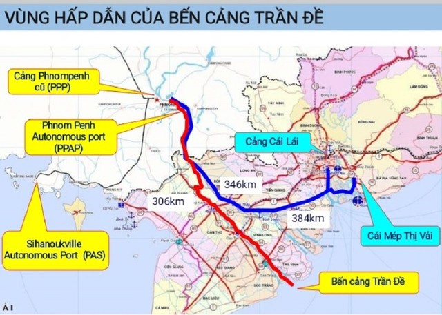 Vị trí bến cảng Trần Đề trong Vùng Đồng bằng sông Cửu Long