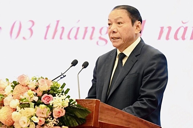 Bộ trưởng Bộ Văn hoá, Thể thao và Du lịch Nguyễn Văn Hùng phát biểu tại Hội nghị.