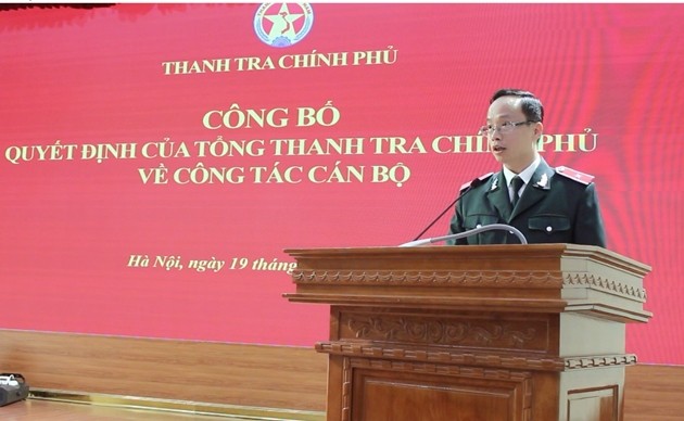 Tân Tổng biên tập Tạp chí Thanh tra Nguyễn Văn Lương phát biểu nhận nhiệm vụ. Ảnh: PH