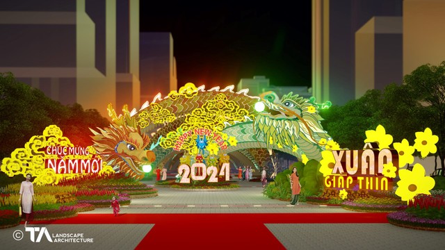 Toàn cảnh Đường hoa Nguyễn Huệ - Tết Giáp Thìn 2024.