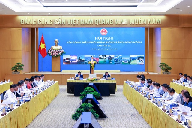Hội nghị Hội đồng điều phối vùng Đồng bằng sông Hồng lần thứ ba. (Ảnh: Nhật Bắc)
