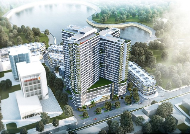 Phối cảnh Dự án Tòa nhà hỗn hợp Hacom Mall. Dự án nằm ở đường 16/4, bên cạnh là Cục thuế tỉnh Ninh Thuận. Nguồn: Hacom Holdings.