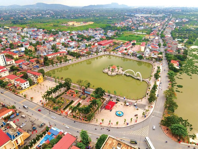 Thị trấn An Dương, huyện An Dương nhìn từ trên cao. Ảnh: Phan Tuấn
