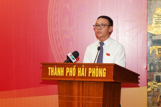 Ông Đào Trọng Đức, Bí thư Đảng đoàn Mặt trận Tổ quốc Việt Nam thành phố Hải Phòng phát biểu tại Hội nghị.