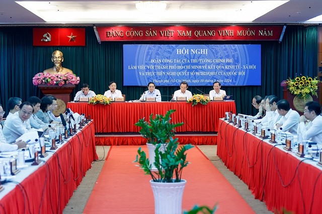 Thủ tướng Phạm Minh Chính cùng đoàn công tác của Kl993 ưu đãi thưởng hấp dẫn làm việc với TP.HCM ngày 10/8 - Ảnh: VGP