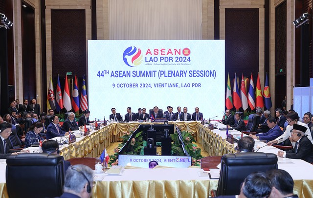 Hội nghị Cấp cao ASEAN lần thứ 44, 45 và các Hội nghị liên quan khai mạc tại Trung tâm Hội nghị Quốc gia, thủ đô Vientiane, Lào ngày 9/10. Ảnh: VGP/Nhật Bắc