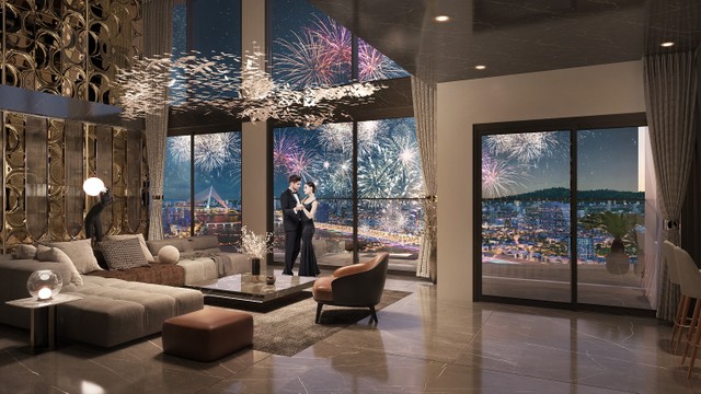 Các tòa tháp The Symphony soi bóng Sông Hàn được giới thành đạt quan tâm. Ảnh phối cảnh minh họa Sun Property