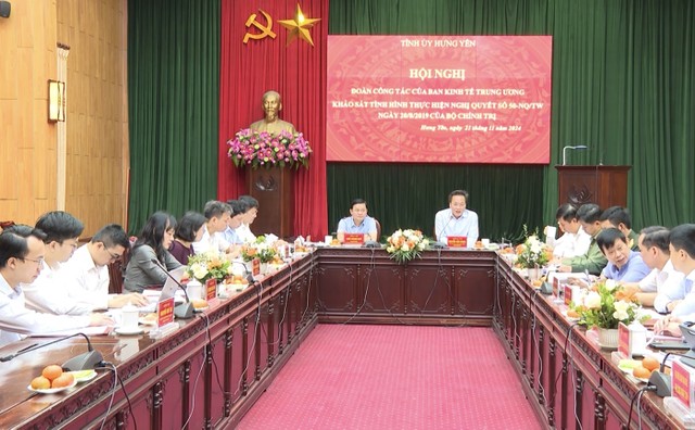 Đoàn công tác của Ban Kl992 cổng game cá cược Trung ương làm việc với Ban Thường vụ Tỉnh ủy Hưng Yên ngày 21/11.