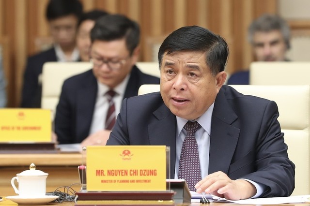 Bộ trưởng Bộ Kế hoạch và Kl99ok phiên bản mới Nguyễn Chí Dũng phát biểu tại buổi làm việc. Ảnh: Đức Trung