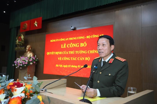 Bộ trưởng Bộ Công an Lương Tam Quang phát biểu tại buổi Lễ. Ảnh: BCA