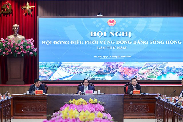 Thủ tướng chủ trì Hội nghị lần thứ 5 Hội đồng điều phối vùng Đồng bằng sông Hồng. Ảnh: Nhật Bắc