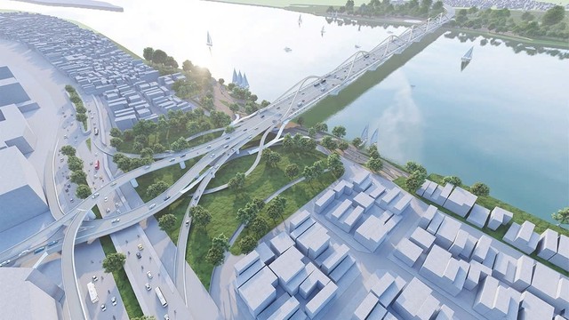 Phối cảnh cầu Trần Hưng Đạo đã được UBND TP. Hà Nội phê duyệt.