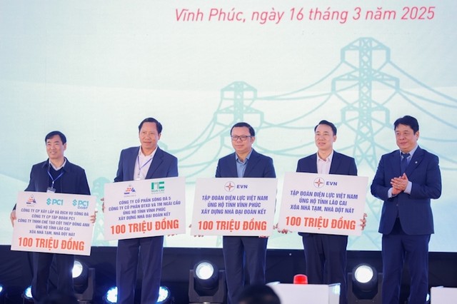 EVN và các nhà thầu ủng hộ kinh phí cho Vĩnh Phúc, Lào Cai để xoá nhà tạm, nhà dột nát.