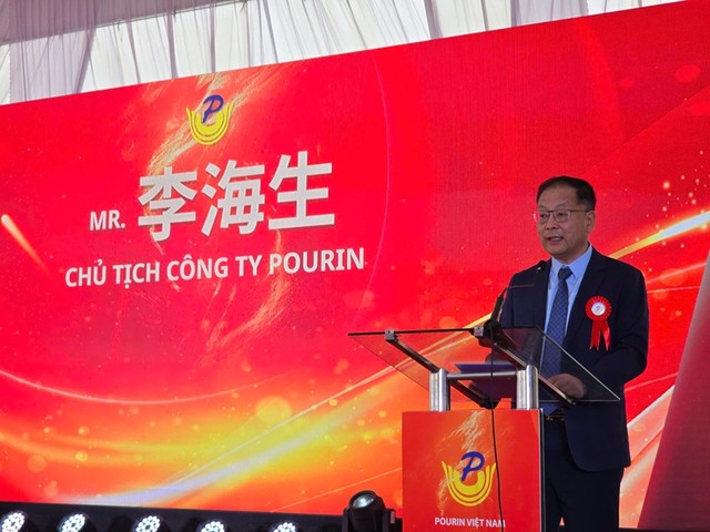 Ông Haisheng Lee, Chủ tịch HĐQT Công ty TNHH Kl994 nhà cái bóng đá world cup Việt Nam hàn đặc biệt Pourin phát biểu tại lễ khánh thành. Ảnh: Thanh Sơn