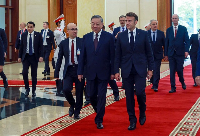 Tổng Bí thư Tô Lâm và Tổng thống Pháp Emmanuel Macron. Ảnh: Đức Thanh