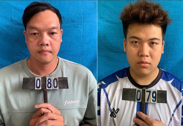 Hai đối tượng trong đường dây lừa Kl99ok phiên bản mới 99Kl99 link đăng nhập qua sàn Frony. Ảnh: Công an Thanh Hóa