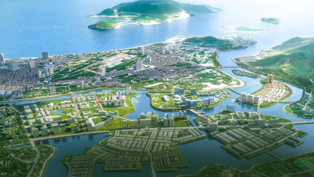 Khu đô thị hỗn hợp Nha Trang được bao bọc bởi các dòng sông, hứa hẹn trở thành biểu tượng kiến trúc đô thị của Khánh Hòa